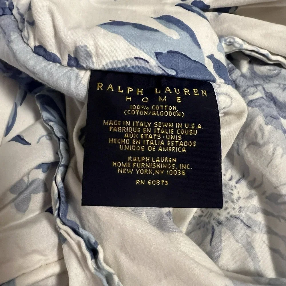Ralph Lauren Home Elsa Blue King Duvet Cover Cotton Sateen Blue White Cottage